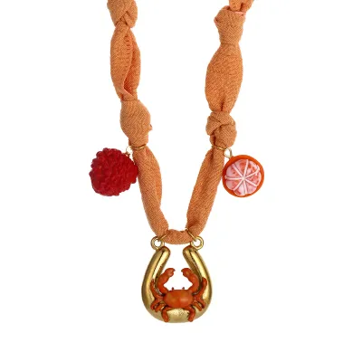 Women Fashion Handmade Dropping Oil English Letter Pendant Colorful Silk Scarves Necklace