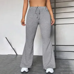 Women Plus Size Casual Patchwork Drawstring Flared Pants