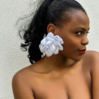 Fashion Exaggerated Fabric Floral Earrings