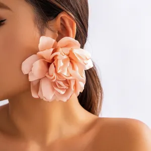 Fashion Exaggerated Fabric Floral Earrings