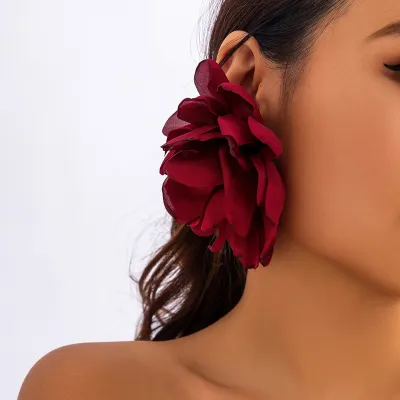 Fashion Exaggerated Fabric Floral Earrings