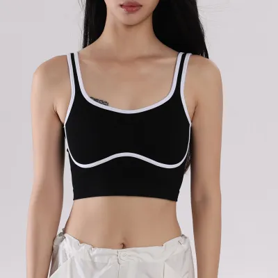 Women Seamless Sports Yoga Bra Contrast Color No Steel Ring