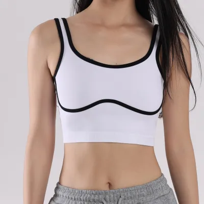 Women Seamless Sports Yoga Bra Contrast Color No Steel Ring
