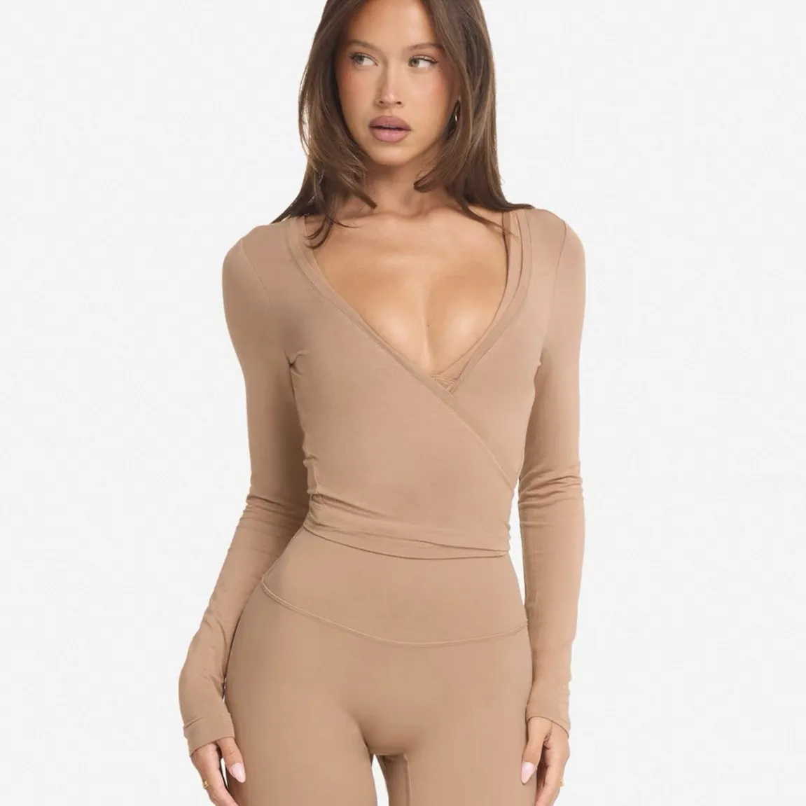 Women Casual Solid Color Long Sleeve Lace-Up Quick-Dry Yoga Blouse