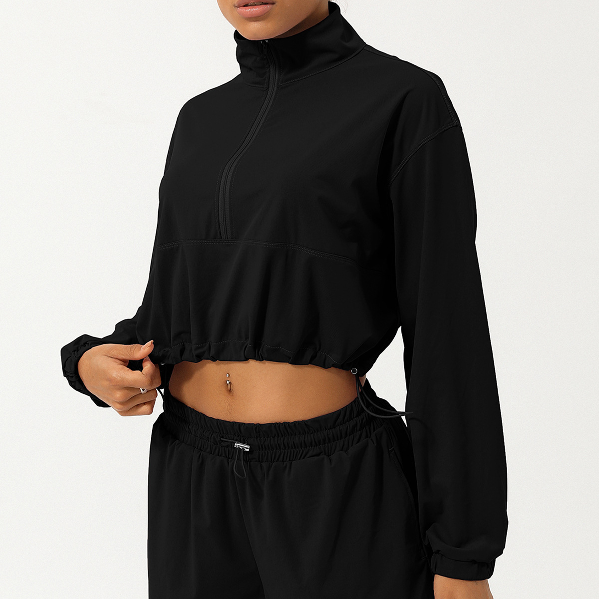 Wholesale Women Fashion Casual Half Zipper High Collar Long