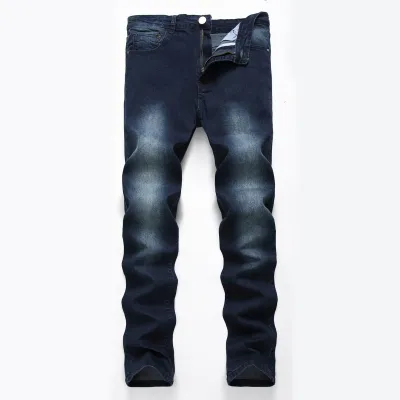 Men Fashion Casual Stretch Slim Fit Denim Jeans Mid-Waist Straight