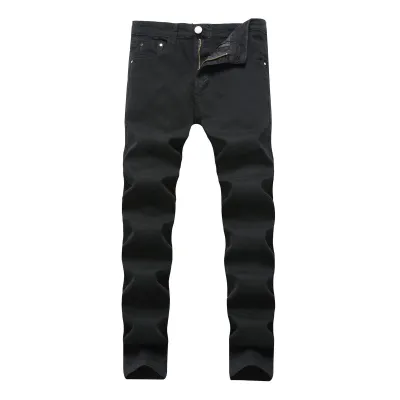 Men Fashion Casual Stretch Slim Fit Denim Jeans Mid-Waist Straight