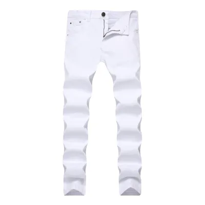 Men Fashion Casual Stretch Slim Fit Denim Jeans Mid-Waist Straight