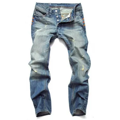 Men Fashion Casual Ripped Straight Jeans