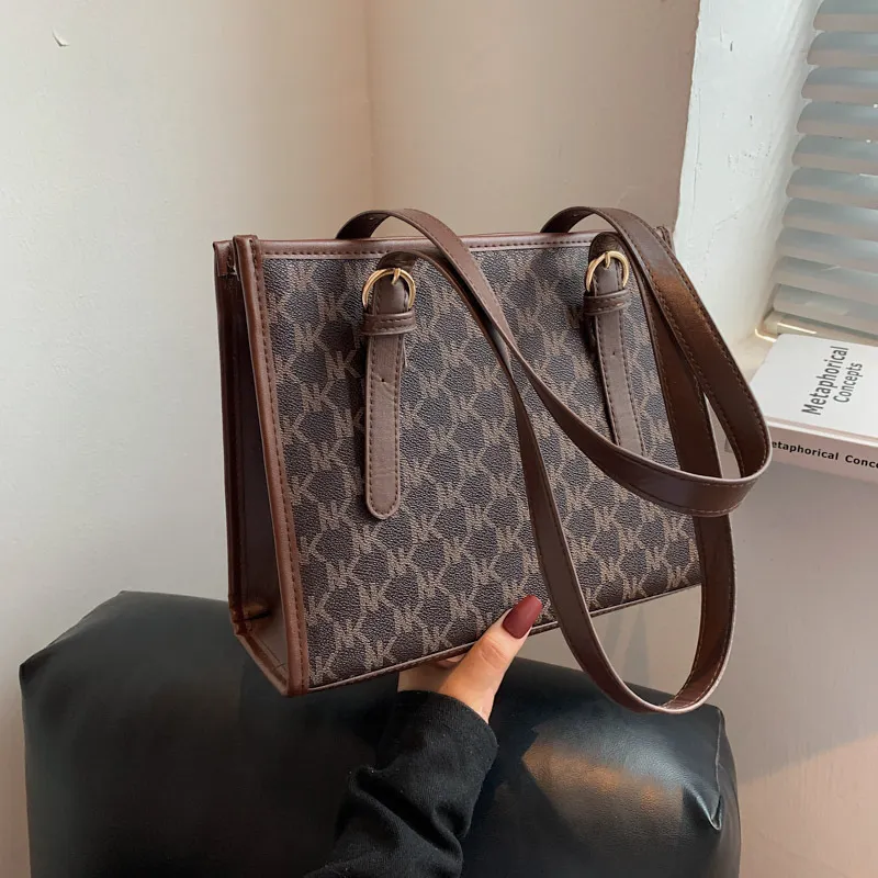 Fashion Women Large Capacity Letter Printed PU Tote Bag with Zipper
