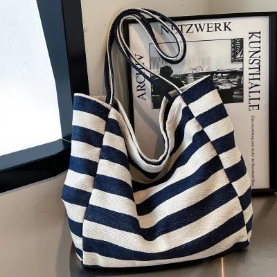 Simple Casual Large Capacity Stripe Tote Bag