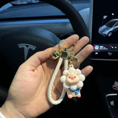 Cartoon Sunflower Pig Doll Silicone Key Chain Bag Pendant