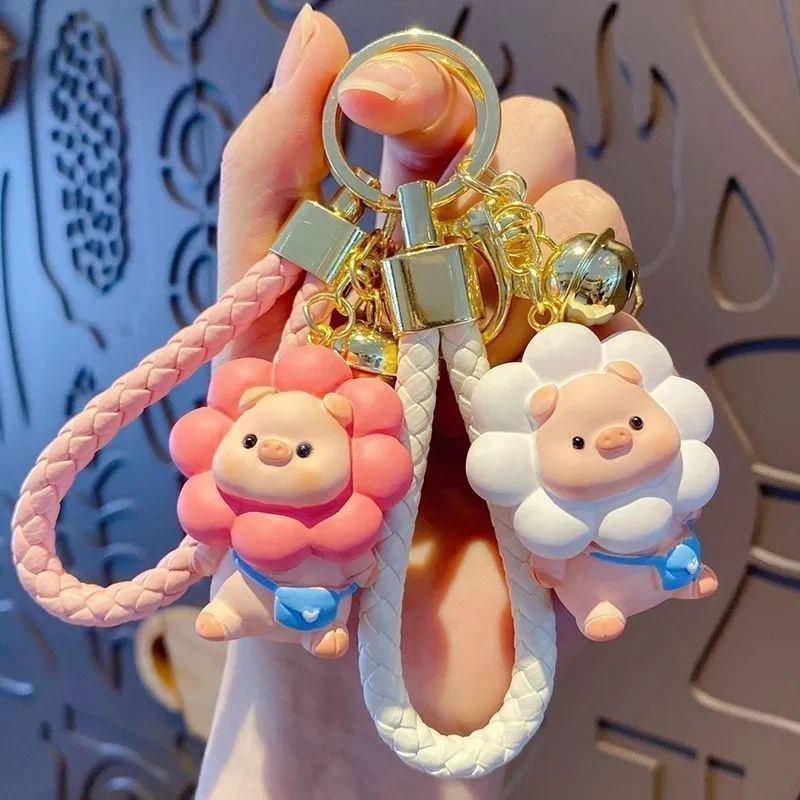Cartoon Sunflower Pig Doll Silicone Key Chain Bag Pendant