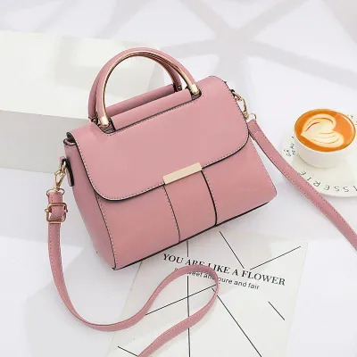 Women Fashion Casual Simple Solid Color Handbag PU Top Handle Small Square Bag with Magnetic Buckle