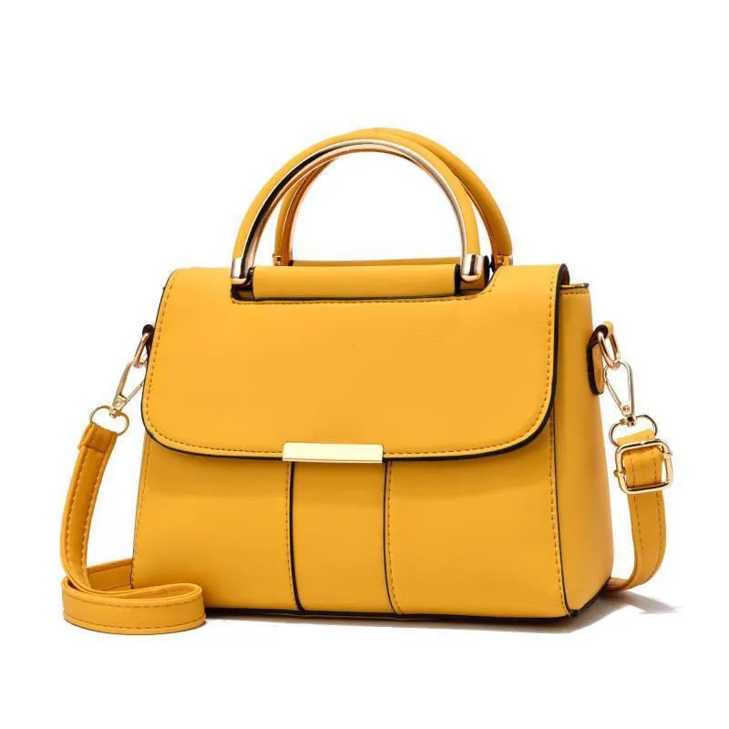 Women Fashion Casual Simple Solid Color Handbag PU Top Handle Small Square Bag with Magnetic Buckle