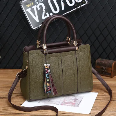 Women Fashion Casual Splicing Handbag PU Soft