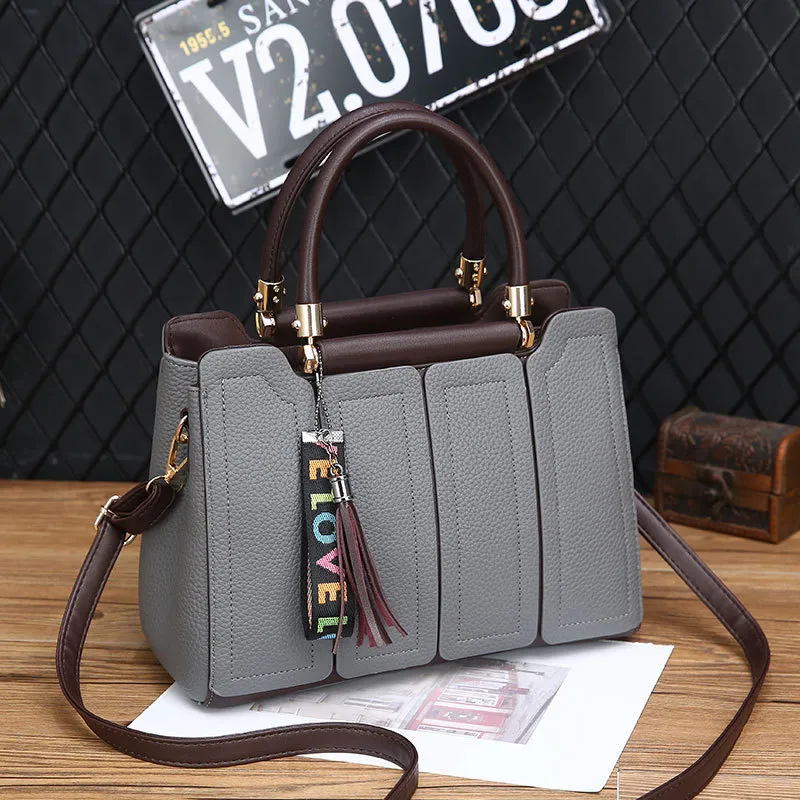 Women Fashion Casual Splicing Handbag PU Soft