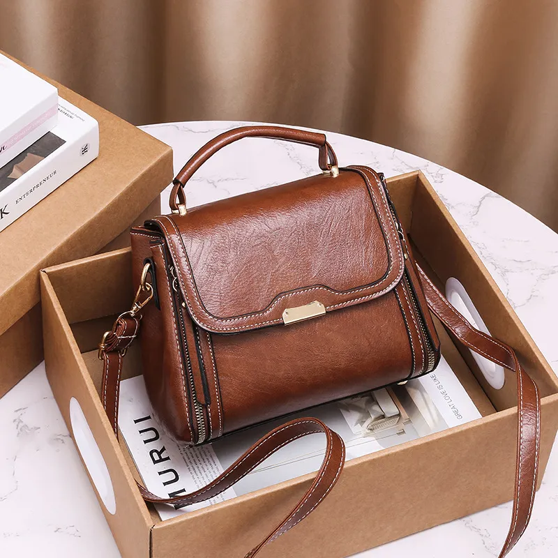 Women Fashion Casual Solid Color Small Square PU Handbag