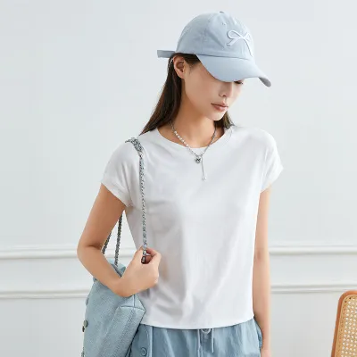 Women Casual Solid Color Short-Sleeve Loose Fit Bat Sleeve T-Shirt