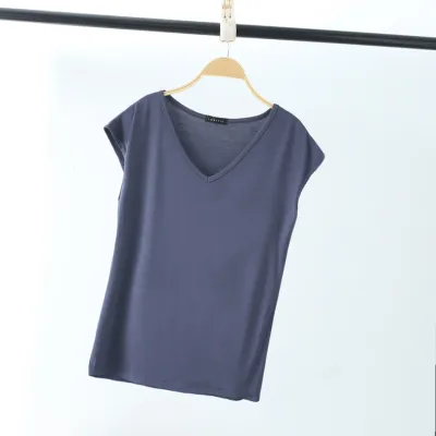 Women Casual V-Neck Sleeveless Slim Fit T-Shirt