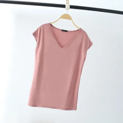 Women Casual V-Neck Sleeveless Slim Fit T-Shirt