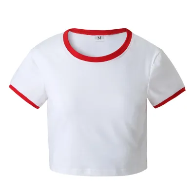 Women Fashion Casual Solid Color Short-Sleeve Slim-Fit T-Shirt