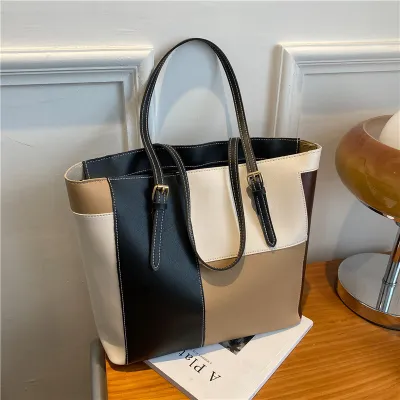 Fashion Stitching Color Large Capacity Tote Bag