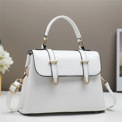 Women Crocodile Pattern Bright PU Handbag Small Square Bag Soft Street Trend