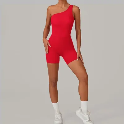 Women Yoga Sleeveless Solid Color Sports Romper
