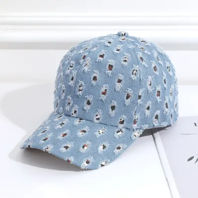 Women Fashion Casual Ripped Denim Baseball Cap
