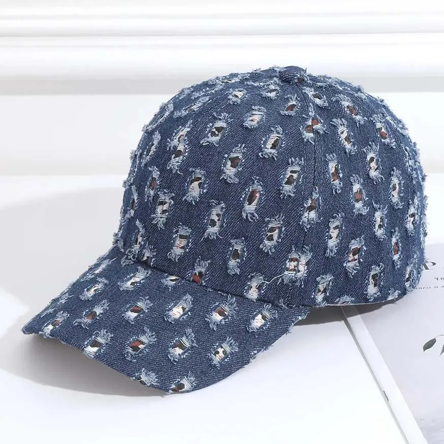 Women Fashion Casual Ripped Denim Baseball Cap