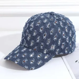 Women Fashion Casual Ripped Denim Baseball Cap