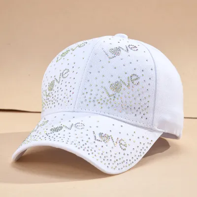 Women Fashion Rhinestone Love Sunshade Baseball Cap