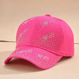 Women Fashion Rhinestone Love Sunshade Baseball Cap