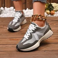 Women Fashionable Casual Plus Size Flying Woven Round-Head Toe Lace-Up Mesh Breathable Sneakers