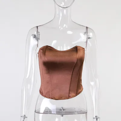 Women Fashion Sexy Solid Color Corset Tube Top