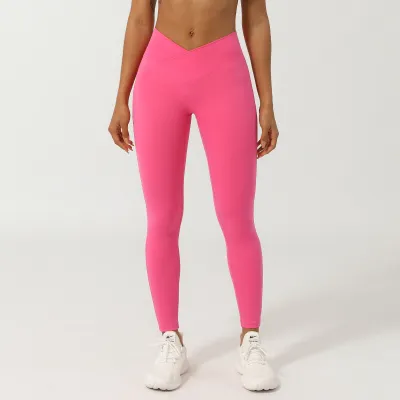 Leggings deportivos de yoga de color liso para mujer.