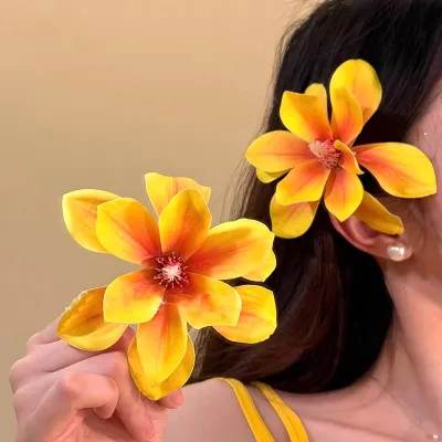 Beach Holiday Yellow Floral Hairpin