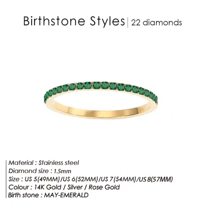 Women Titanium Steel Zircon Geometric Birthday Ring
