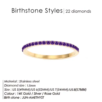 Women Titanium Steel Zircon Geometric Birthday Ring