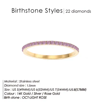 Women Titanium Steel Zircon Geometric Birthday Ring