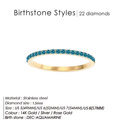 Women Titanium Steel Zircon Geometric Birthday Ring