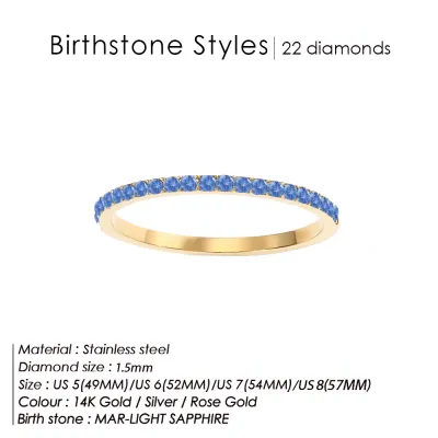 Women Titanium Steel Zircon Geometric Birthday Ring
