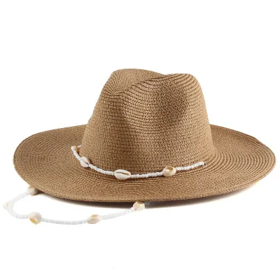 Summer Vacation Women Panama Straw Woven Shell Sunhat