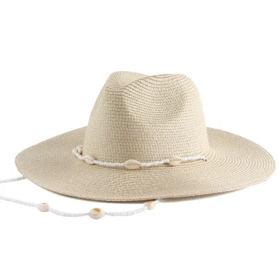 Summer Vacation Women Panama Straw Woven Shell Sunhat