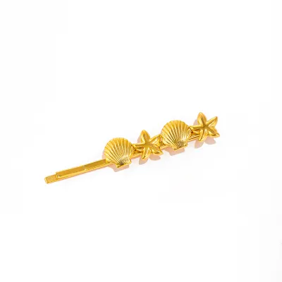 Personalized Star Floral Shell Hair Clip Women Instagram Wind Zinc Alloy Word Clip Personality Trend