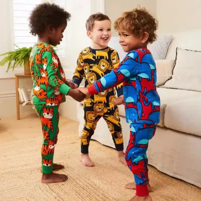 Boy Fashion Casual Cotton Animals Printed Long Sleeve Sweatshirt Slim Fit Pants Two-Piece Set