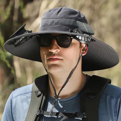 Men Casual Long Battery Life Big Wind Lithium Battery Rechargeable Solar Fan Hat