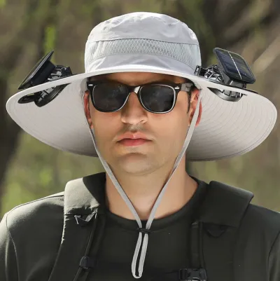 Men Casual Long Battery Life Big Wind Lithium Battery Rechargeable Solar Fan Hat