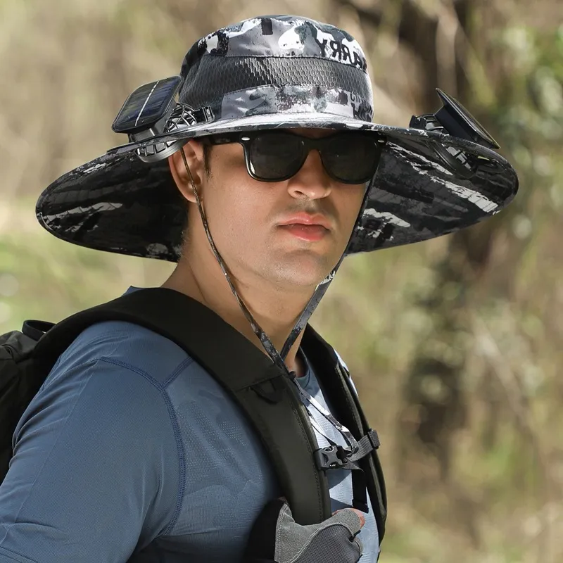 Men Casual Long Battery Life Big Wind Lithium Battery Rechargeable Solar Fan Hat